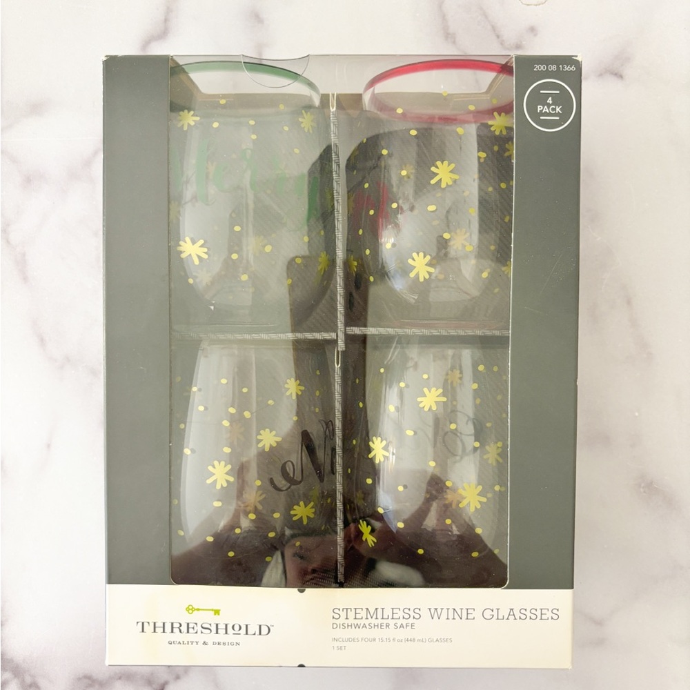Stemless Wine Glasses Holiday Edition Set of 4 15.15 fl oz (448ml)